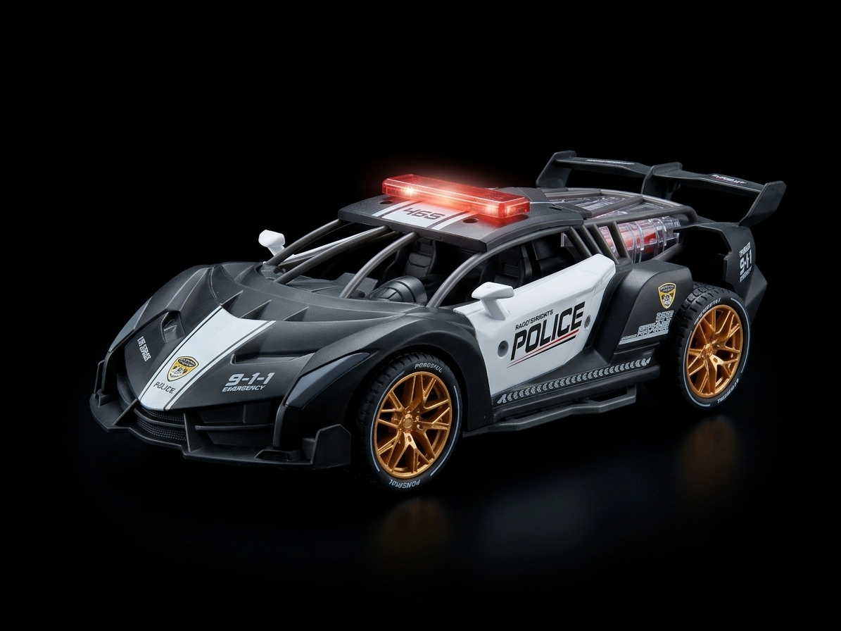 Inertia-powered police car with lights and sound